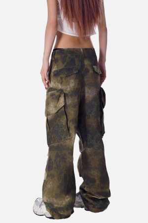 Concert Outfit High Street Badge Camouflage Multi-Pocket Pants