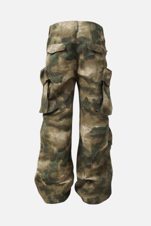 Concert Outfit High Street Badge Camouflage Multi-Pocket Pants
