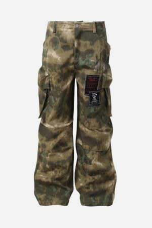 Concert Outfit High Street Badge Camouflage Multi-Pocket Pants