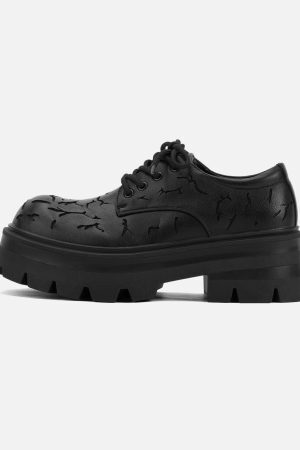 Concert Outfit High Street Crackle Leather Shoes