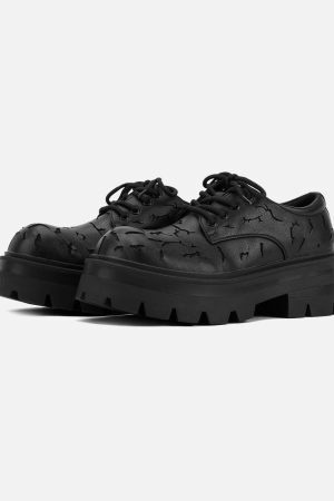 Concert Outfit High Street Crackle Leather Shoes