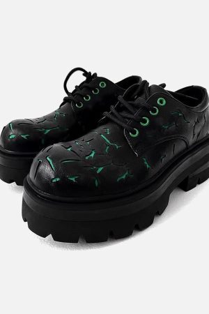 Concert Outfit High Street Crackle Leather Shoes