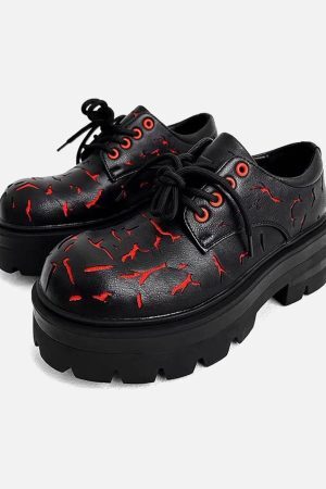 Concert Outfit High Street Crackle Leather Shoes