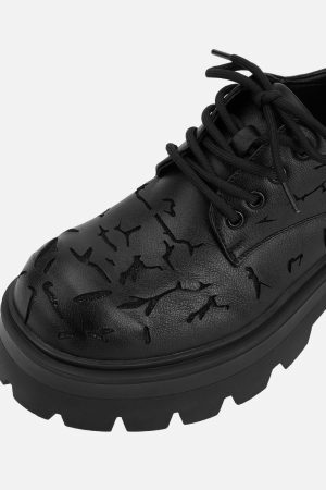 Concert Outfit High Street Crackle Leather Shoes