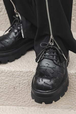 Concert Outfit High Street Crackle Leather Shoes