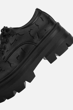 Concert Outfit High Street Crackle Leather Shoes