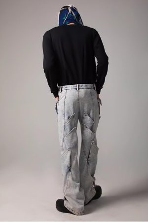 Concert Outfit High Street Deconstructed Washed Jeans