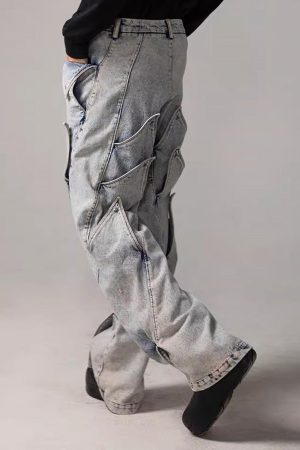 Concert Outfit High Street Deconstructed Washed Jeans