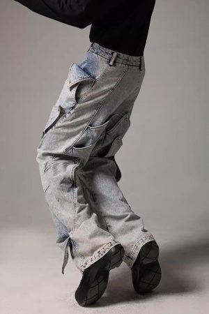 Concert Outfit High Street Deconstructed Washed Jeans