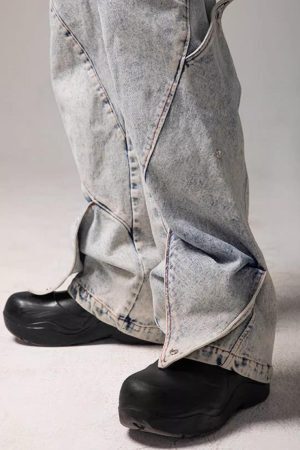 Concert Outfit High Street Deconstructed Washed Jeans