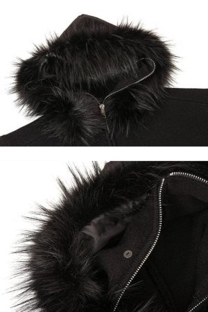 Concert Outfit High Street Detachable Fur Collar Half-Zipped Sweater
