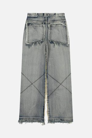 Concert Outfit High Street Distressed Raw Edge Jeans