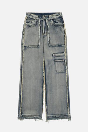 Concert Outfit High Street Distressed Raw Edge Jeans