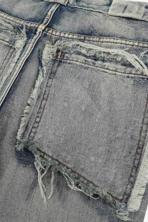 Concert Outfit High Street Distressed Raw Edge Jeans