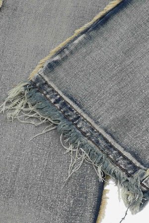 Concert Outfit High Street Distressed Raw Edge Jeans