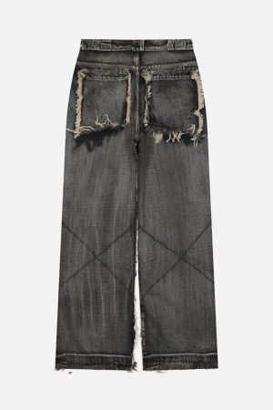 Concert Outfit High Street Distressed Raw Edge Jeans