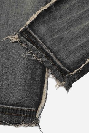 Concert Outfit High Street Distressed Raw Edge Jeans