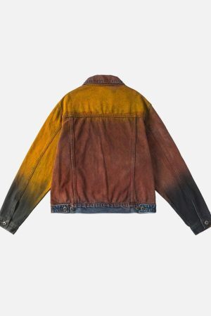 Concert Outfit High Street Distressed Spray-Painted Denim Jacket