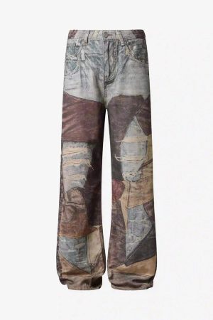 Concert Outfit High Street Distressed Washed Printed Jeans