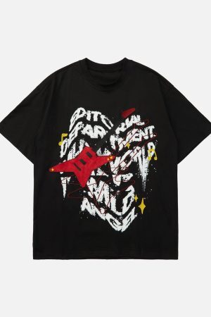 Concert Outfit High Street Embroidered Letters Creative Printed T-Shirt