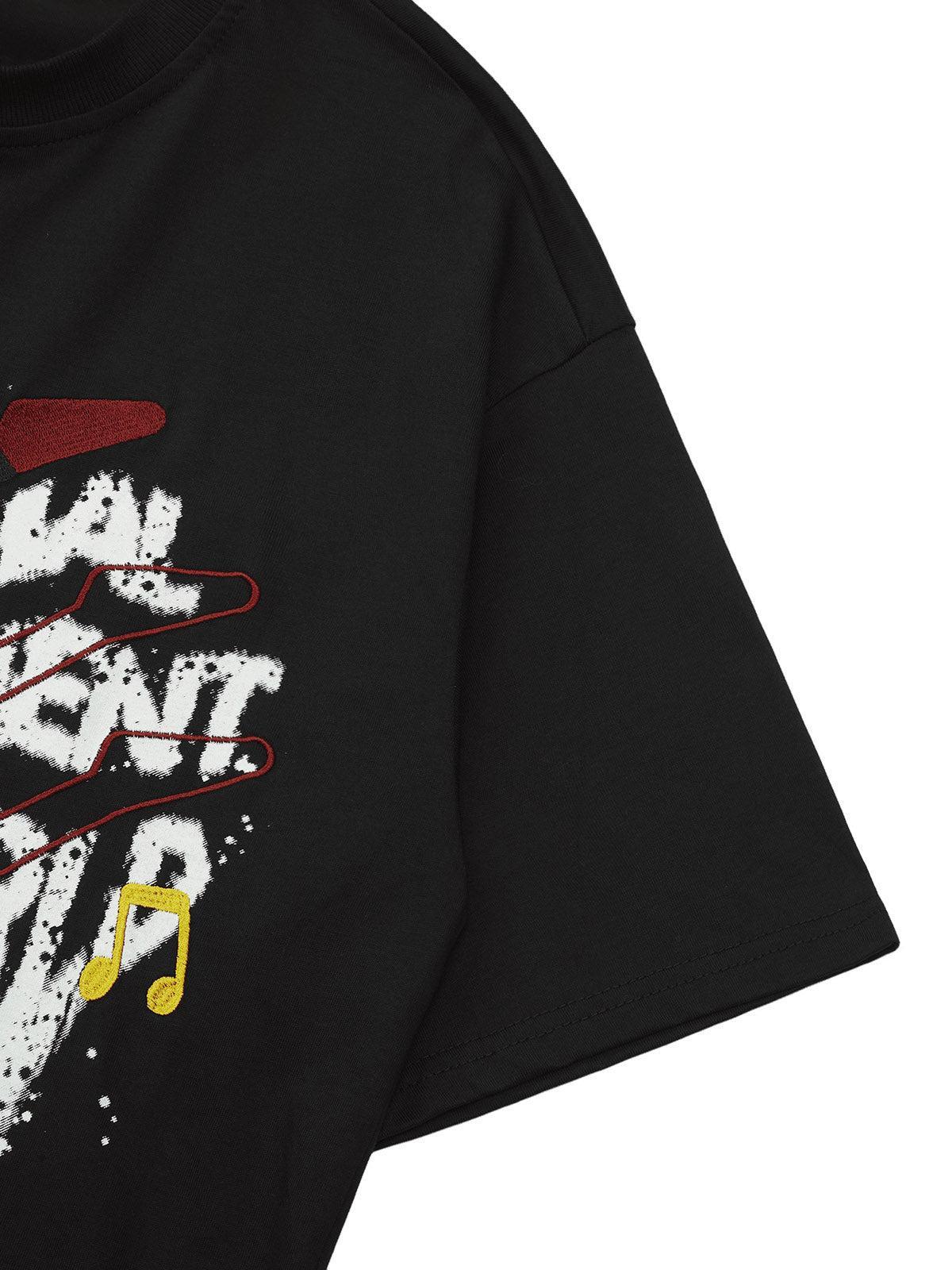 Concert Outfit High Street Embroidered Letters Creative Printed T-Shirt Concert Outfit High Street Embroidered Letters Creative Printed T-Shirt