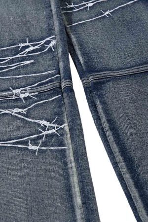 Concert Outfit High Street Embroidery Hip-Hop Jeans