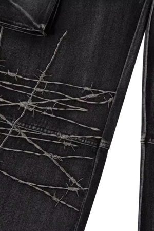 Concert Outfit High Street Embroidery Hip-Hop Jeans