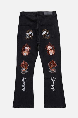 Concert Outfit High Street Embroidery Retro Jeans