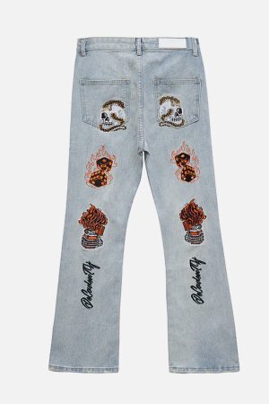 Concert Outfit High Street Embroidery Retro Jeans