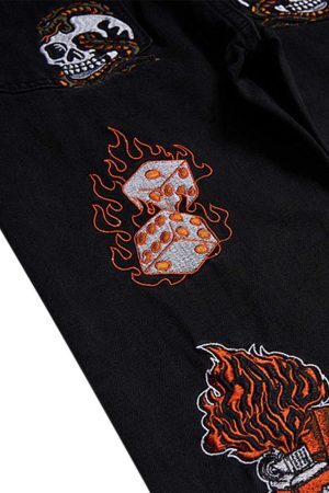 Concert Outfit High Street Embroidery Retro Jeans