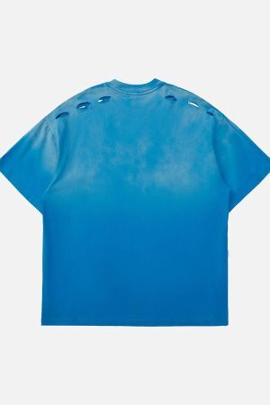 Concert Outfit High Street Gradient Design Hole T-Shirt