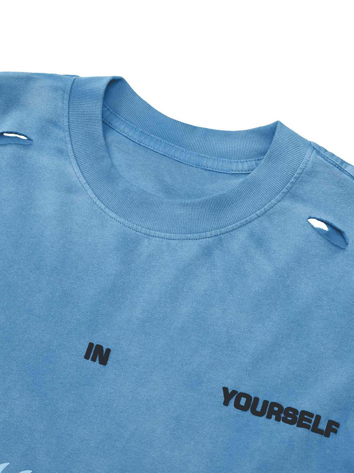 Concert Outfit High Street Gradient Design Hole T-Shirt Concert Outfit High Street Gradient Design Hole T-Shirt