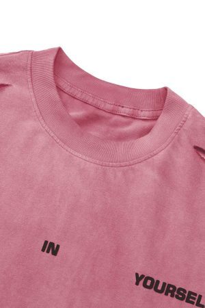 Concert Outfit High Street Gradient Design Hole T-Shirt