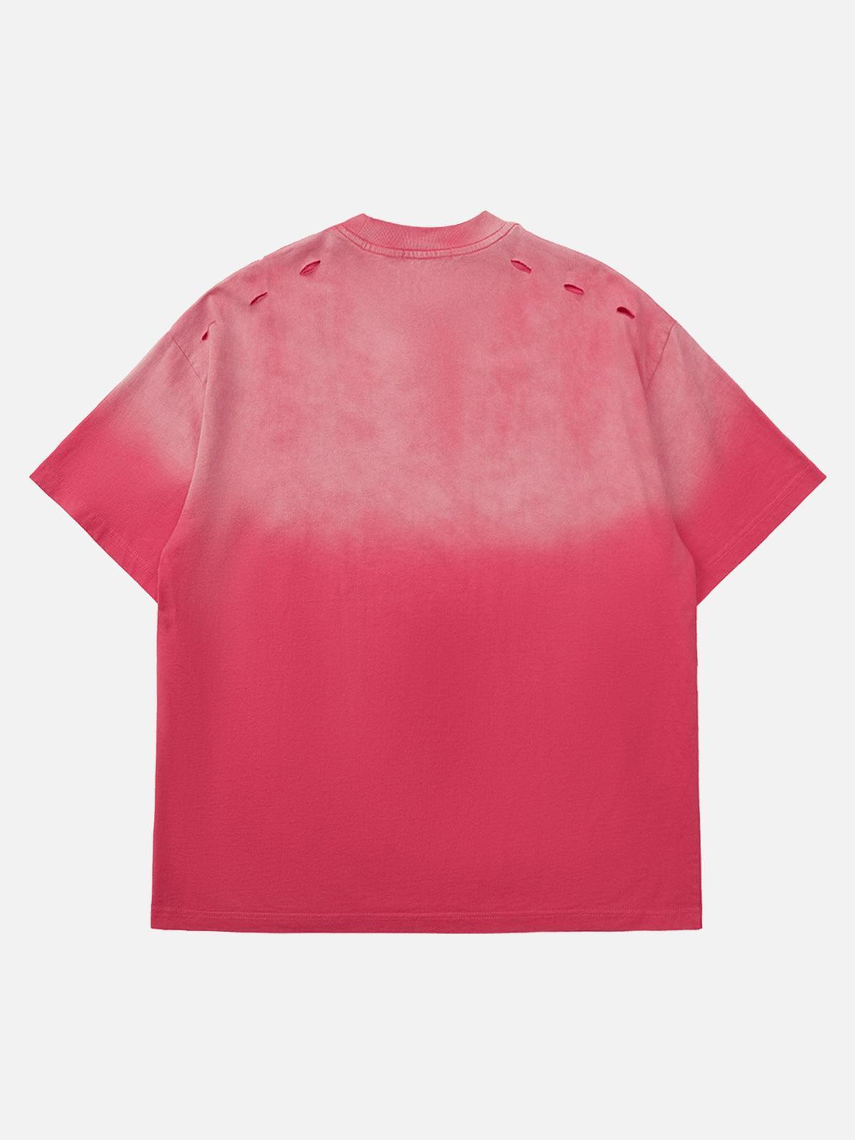 Concert Outfit High Street Gradient Design Hole T-Shirt Concert Outfit High Street Gradient Design Hole T-Shirt