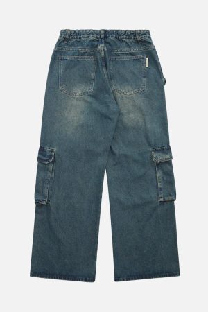 Concert Outfit High Street Heavy Duty Design Multi-Pocket Jeans