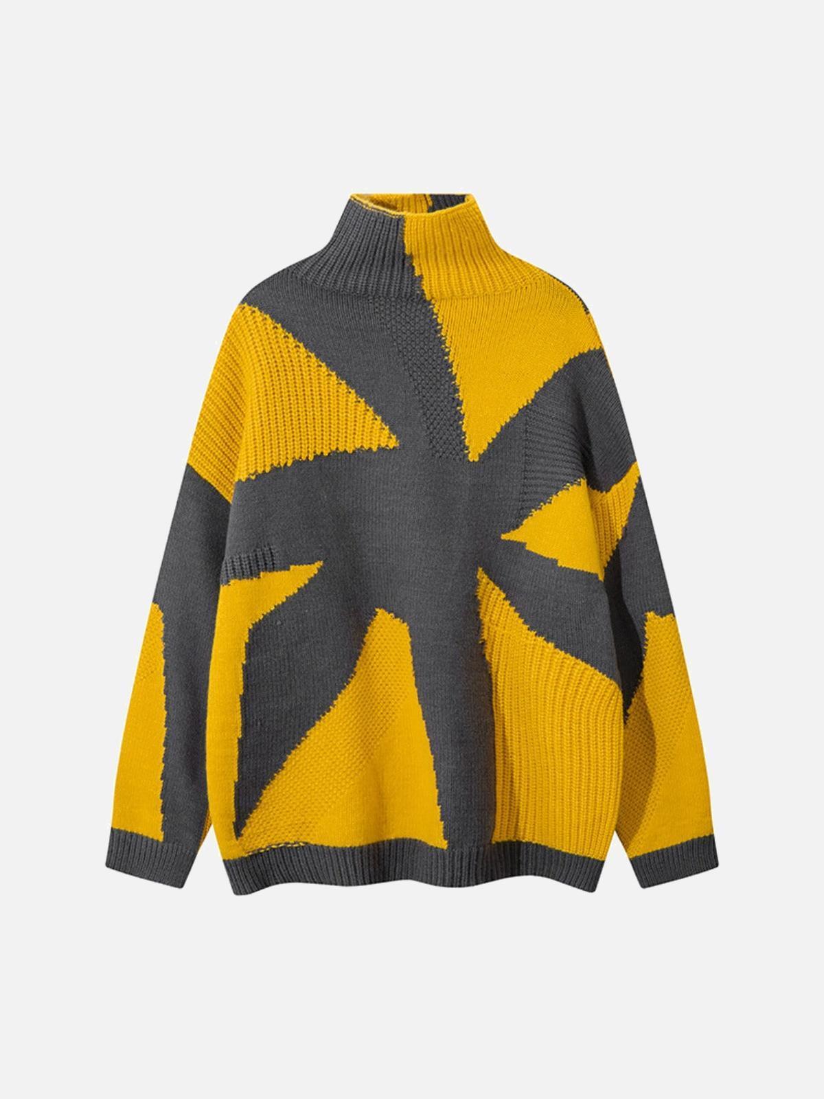 Concert Outfit High Street High-Neck Spiral Jacquard Sweater Concert Outfit High Street High-Neck Spiral Jacquard Sweater