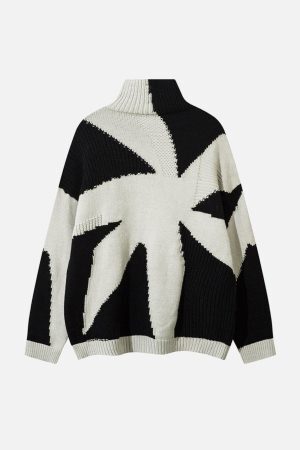 Concert Outfit High Street High-Neck Spiral Jacquard Sweater