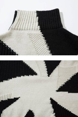 Concert Outfit High Street High-Neck Spiral Jacquard Sweater