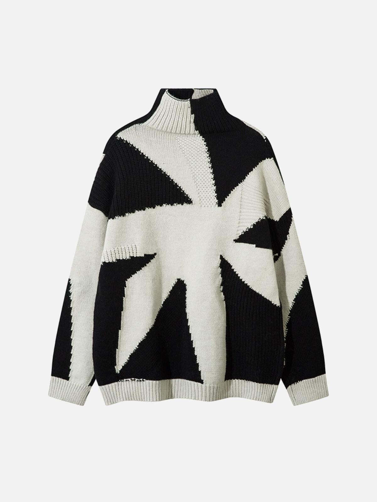 Concert Outfit High Street High-Neck Spiral Jacquard Sweater Concert Outfit High Street High-Neck Spiral Jacquard Sweater