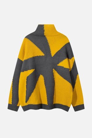 Concert Outfit High Street High-Neck Spiral Jacquard Sweater