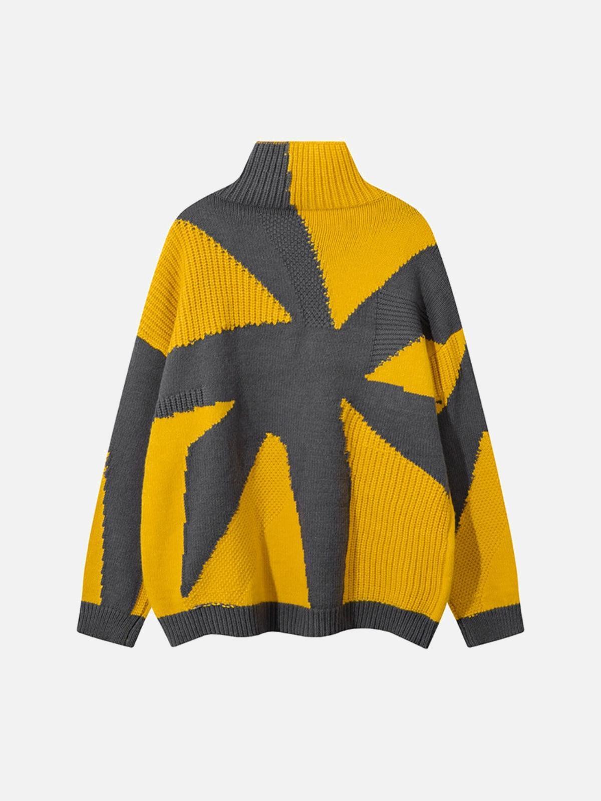 Concert Outfit High Street High-Neck Spiral Jacquard Sweater Concert Outfit High Street High-Neck Spiral Jacquard Sweater