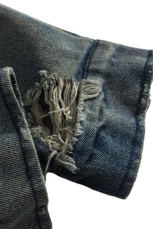 Concert Outfit High Street Hip-Hop Distressed Washed Denim Jacket