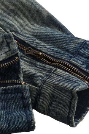 Concert Outfit High Street Hip-Hop Distressed Washed Denim Jacket