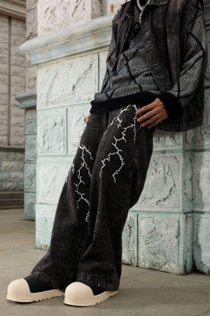 Concert Outfit High Street Hip-Hop Distressed Washed Jeans