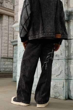 Concert Outfit High Street Hip-Hop Distressed Washed Jeans