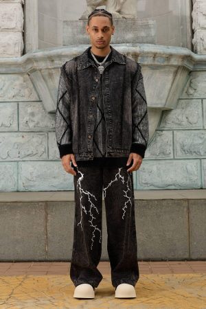 Concert Outfit High Street Hip-Hop Distressed Washed Jeans