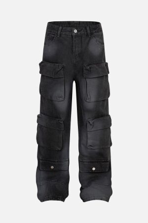 Concert Outfit High Street Hip-Hop Distressed Washed Work Jeans