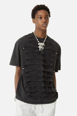 Concert Outfit High Street Hip Hop Hole Design T-Shirt