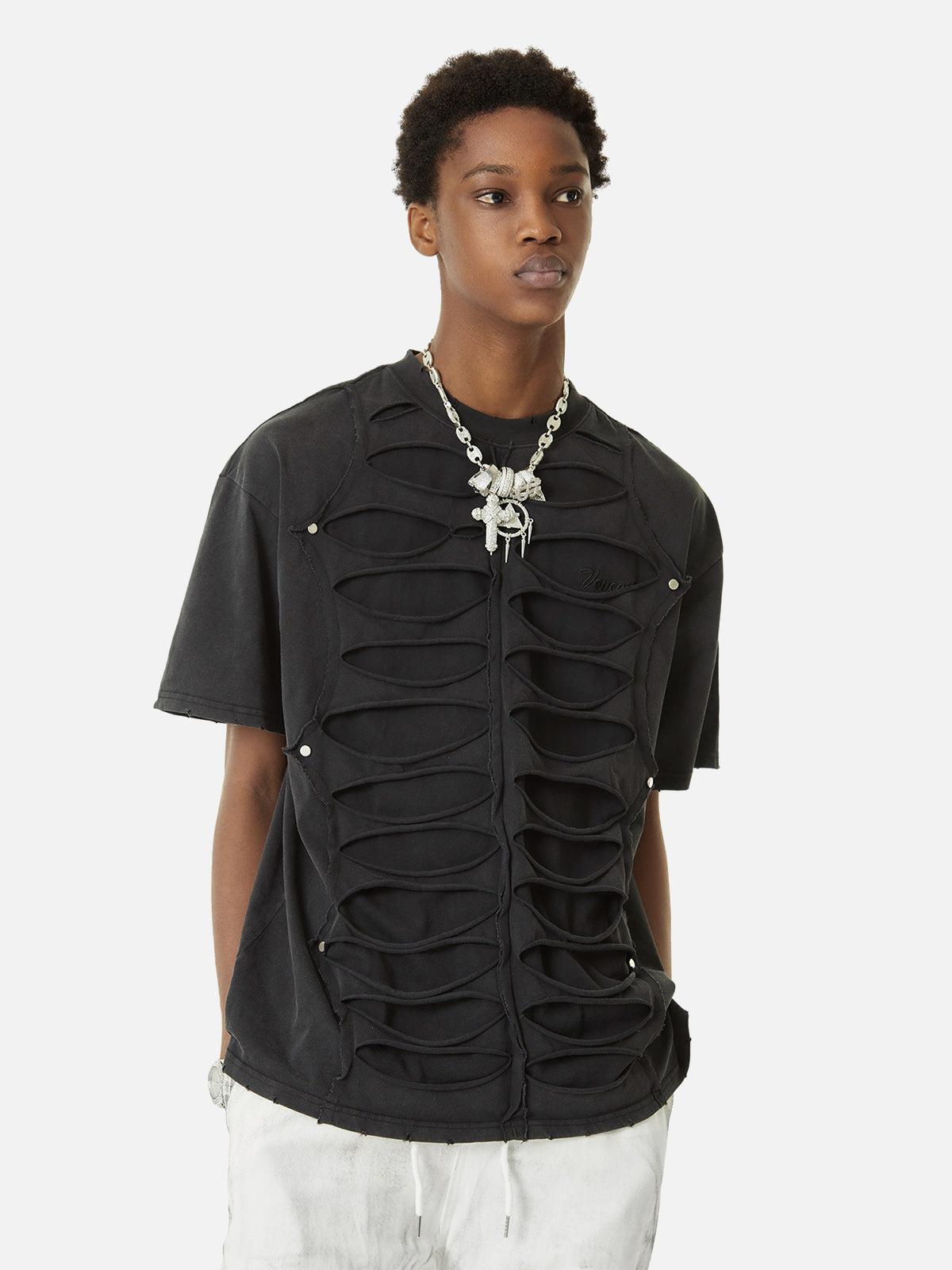 Concert Outfit High Street Hip Hop Hole Design T-Shirt Concert Outfit High Street Hip Hop Hole Design T-Shirt