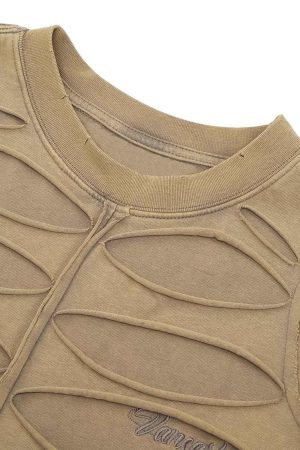 Concert Outfit High Street Hip Hop Hole Design T-Shirt